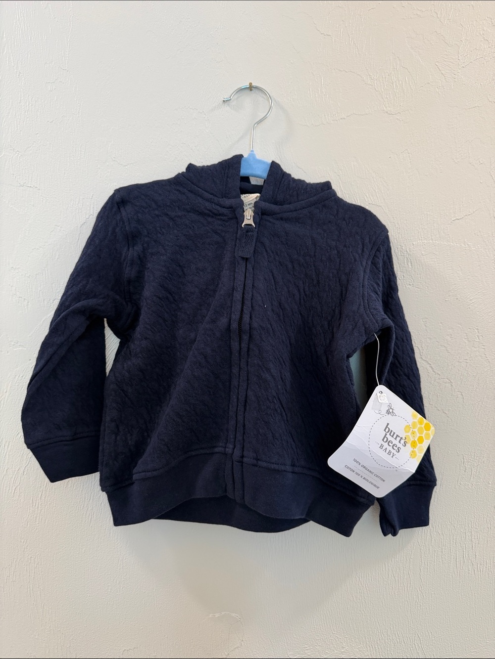 Burt's Bees Baby Quilted Navy Zip-Up Hoodie